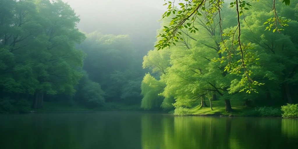 Person peacefully visualizing in a serene environment.