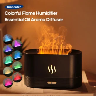 Flame Effect Aroma Diffuser – LED Ultrasonic Humidifier with 7 Color Light