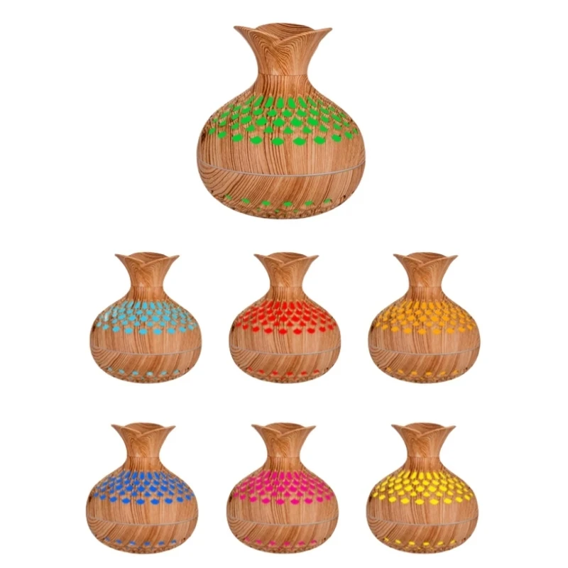 Wood Grain Essential Oil Diffuser & Humidifier – Ultrasonic Aroma Mist with LED Ambient Light - Image 3