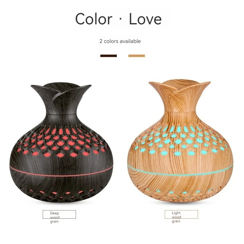 Wood Grain Essential Oil Diffuser & Humidifier – Ultrasonic Aroma Mist with LED Ambient Light - Image 4
