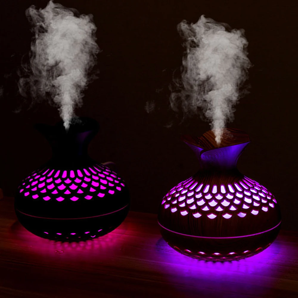 Wood Grain Essential Oil Diffuser & Humidifier – Ultrasonic Aroma Mist with LED Ambient Light - Image 2